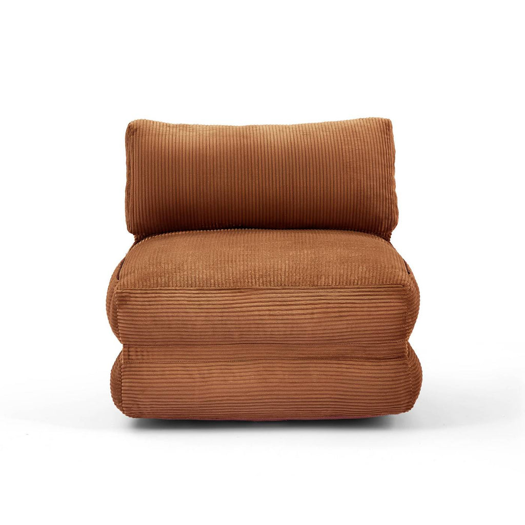 Nyx - Poltrona trasformabile compressa in schiuma a 1 posto - Velluto a coste - Terracotta