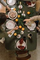 Nappe Vert Câpre À Rayures En Coton Flammé