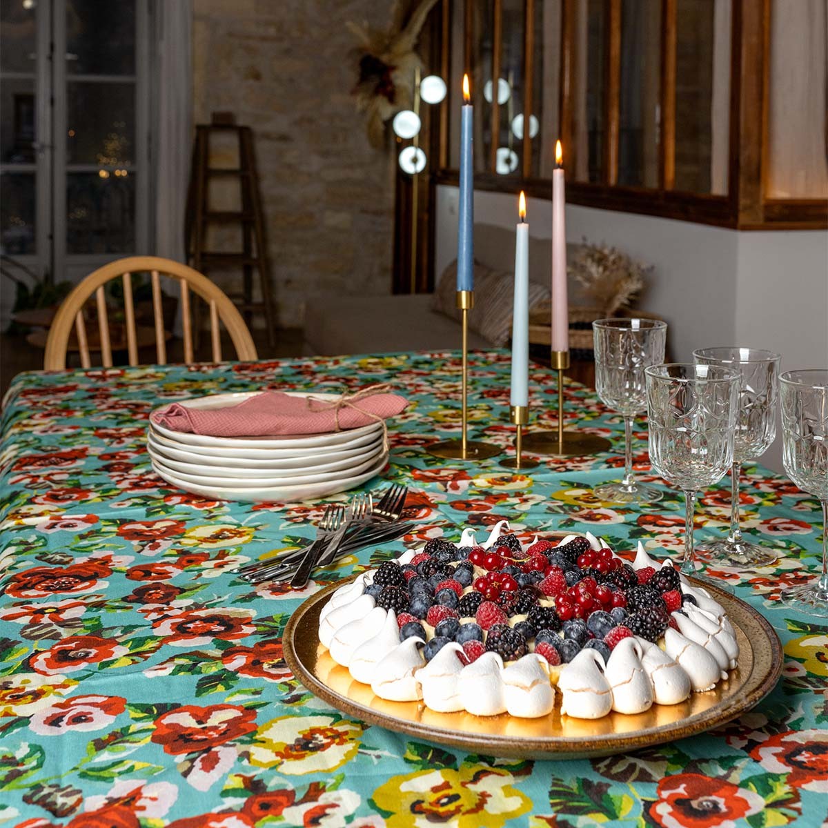 Nappe En Coton Rita Turquoise