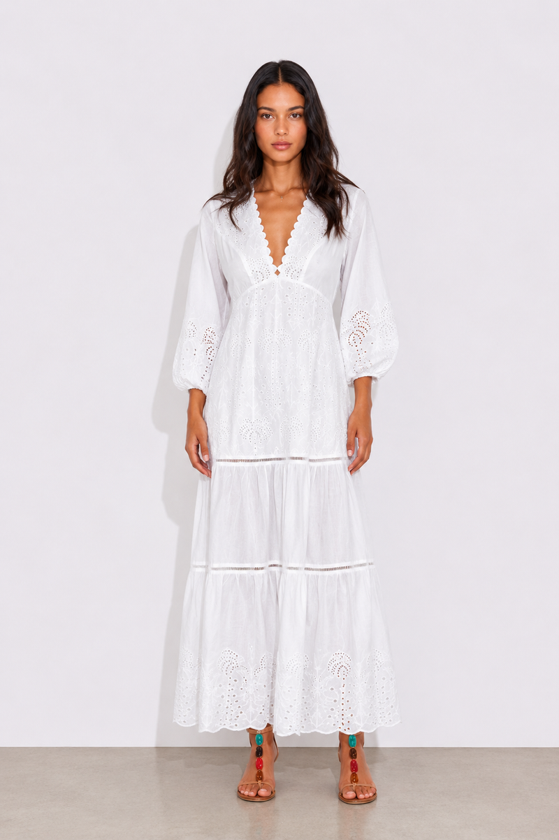 Robe Natasha - Schiffli Blanc