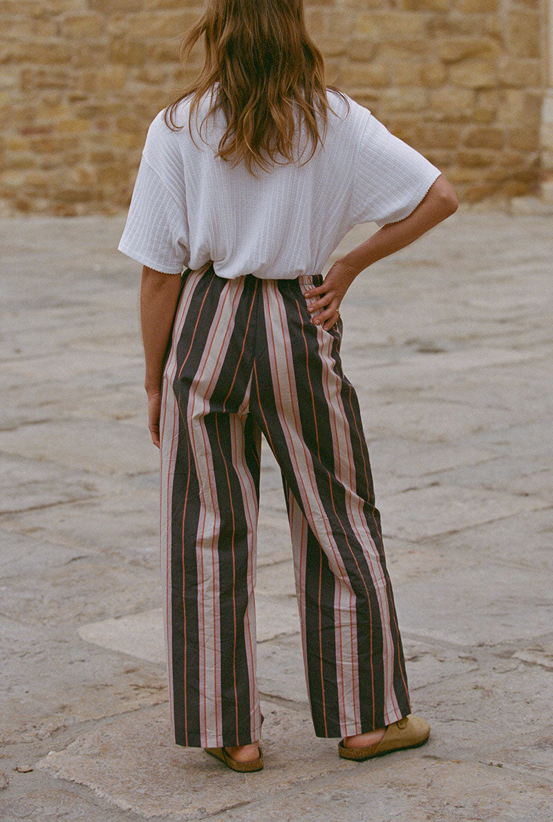 Pantalon Mathilde - Rayures Prune