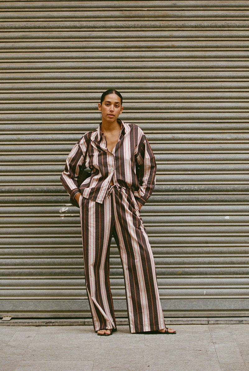 Pantalon Mathilde - Rayures Prune