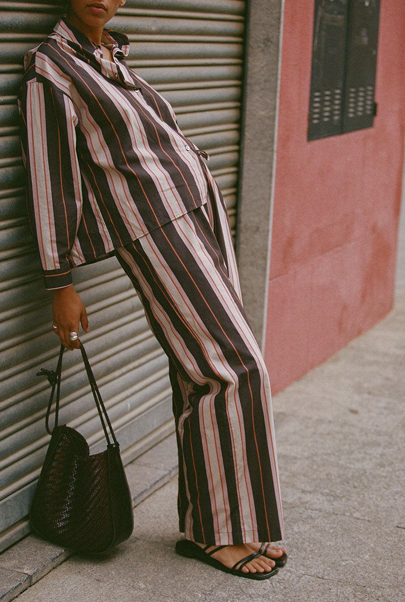 Pantalon Mathilde - Rayures Prune