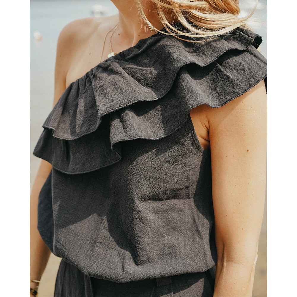 New Tara Blouse - Black Linen