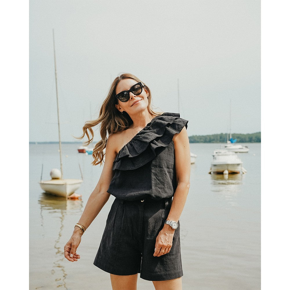 New Tara Blouse - Black Linen