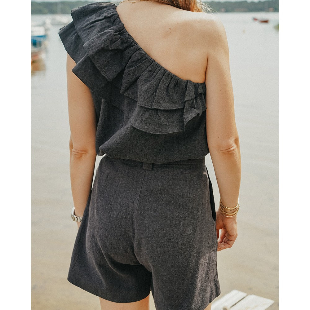 New Tara Blouse - Black Linen