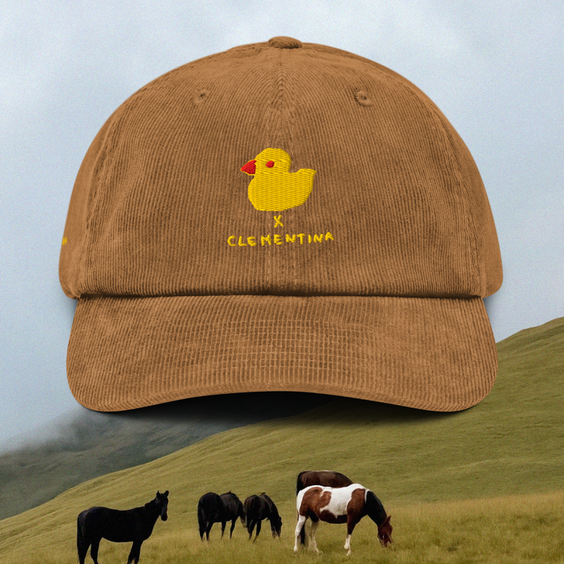 Chapeau Unisexe Velours Côtelé Brodé Canard