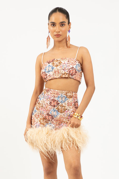 Bra Top - Sequins Beige