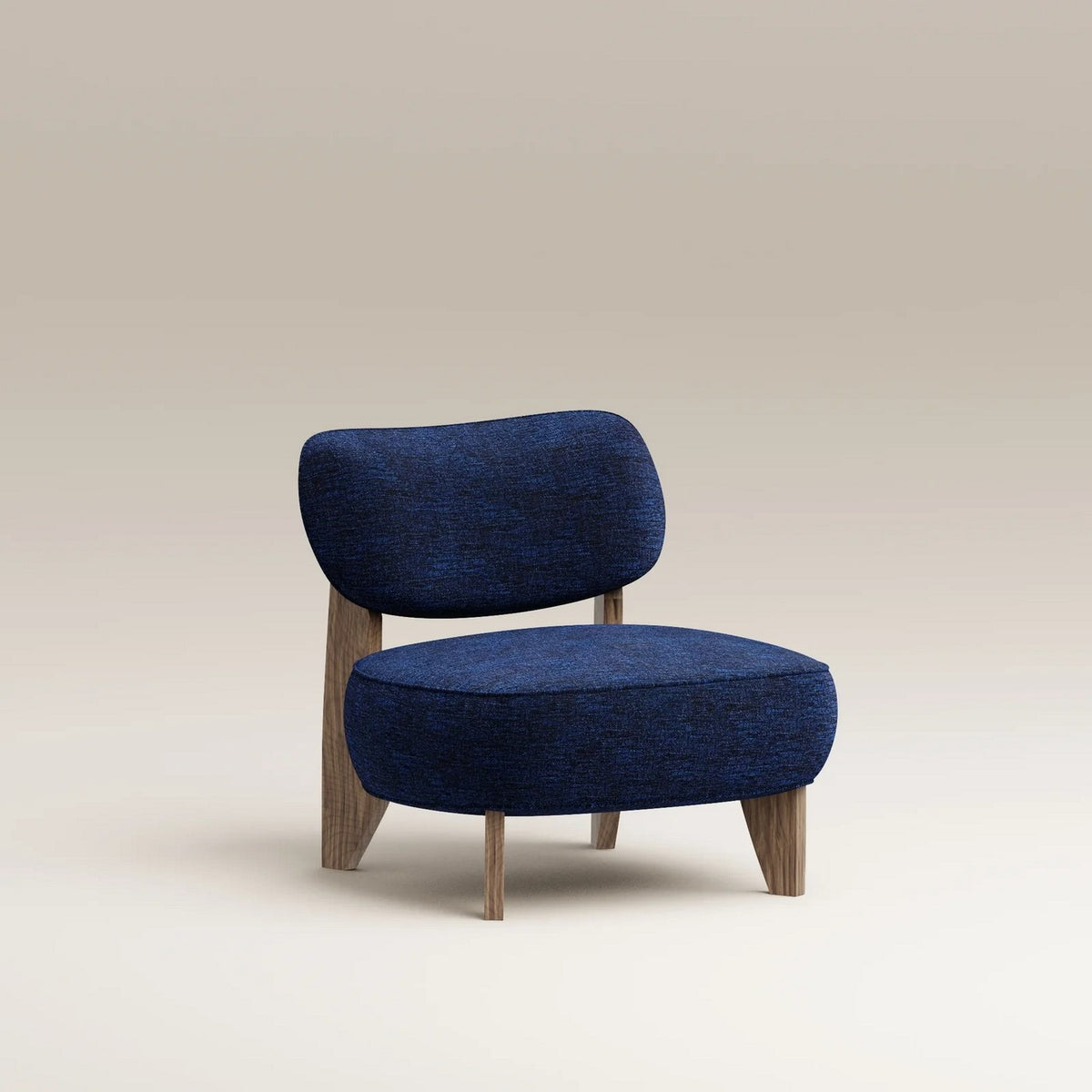 Nicolo – Sessel – Räuchereiche – Chenille-Samt Cobalt