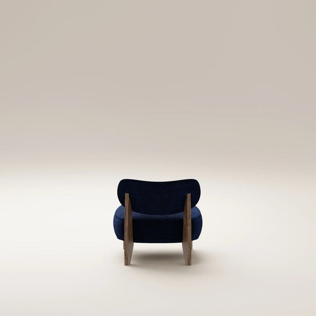Nicolo – Sessel – Räuchereiche – Chenille-Samt Cobalt