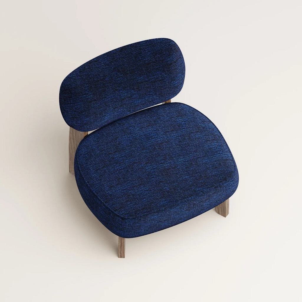 Nicolo – Sessel – Räuchereiche – Chenille-Samt Cobalt