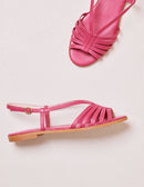 Ninon B flat sandal in fuchsia leather - M.Moustache