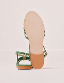 Ninon B green leather flat sandal - M.Moustache