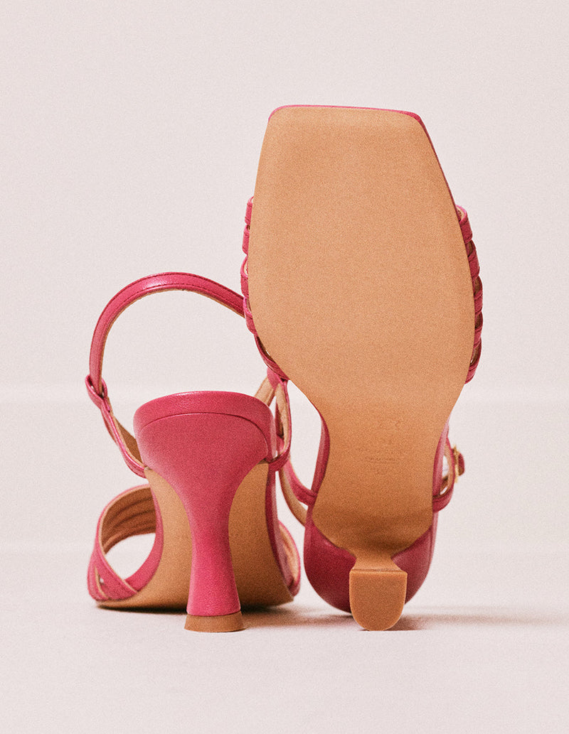 Ninon M fuchsia leather heeled sandal - M.Moustache