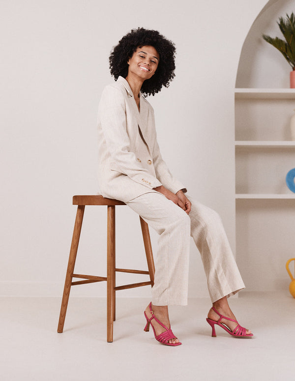 Ninon M fuchsia leather heeled sandal - M.Moustache