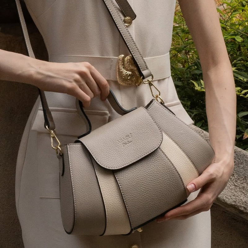 Sac À Bandoulière Lara - Taupe Clair/Blanc Casse