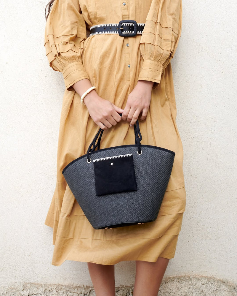 Sac Cabas Palas Noir Raphia