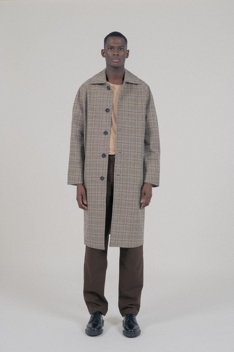 Manteau Mac Mayfair Laine Upcyclée Beige Checks