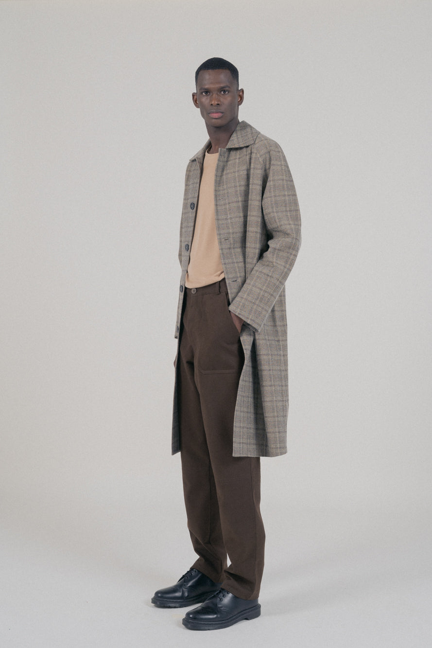 Manteau Mac Mayfair Laine Upcyclée Beige Checks