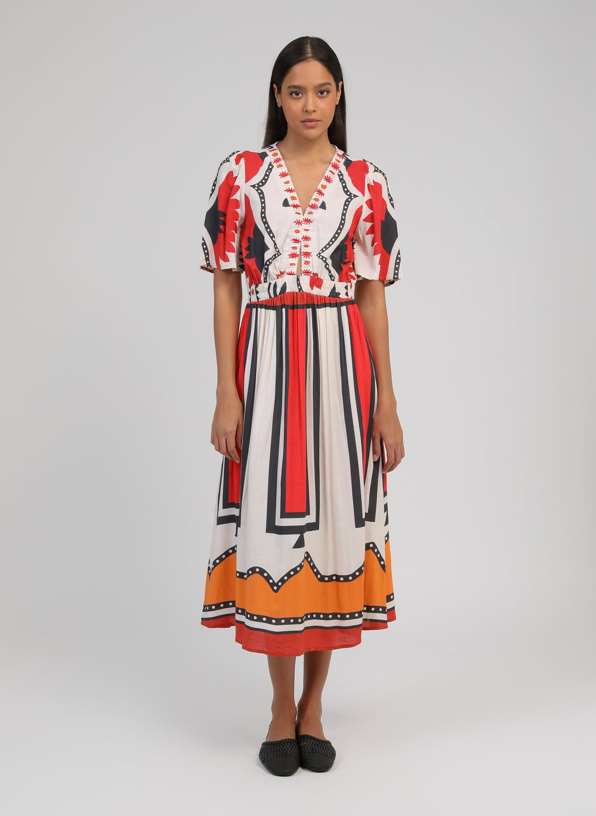 Robe Midi Odemaria Sage Ecru
