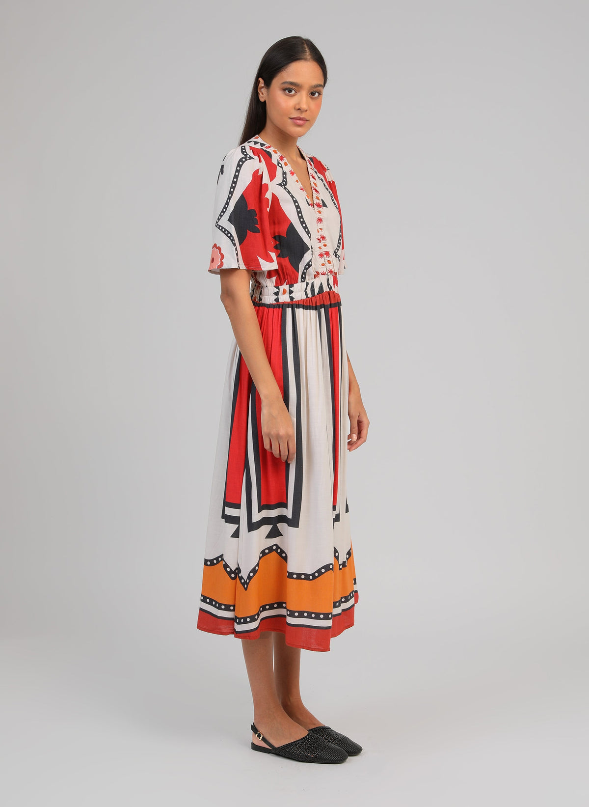 Robe Midi Odemaria Sage Ecru
