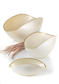 Burano - Coupe - 28x14 Cm - Blanc Perle/Filet Or