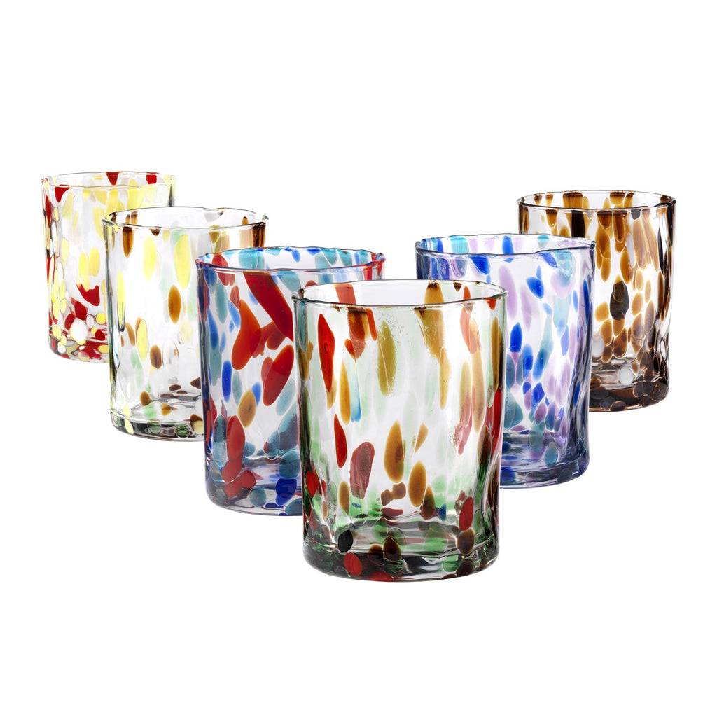 Banderoles - Lot De 6 Verres À Eau - H10 Cm - Coloris Assortis