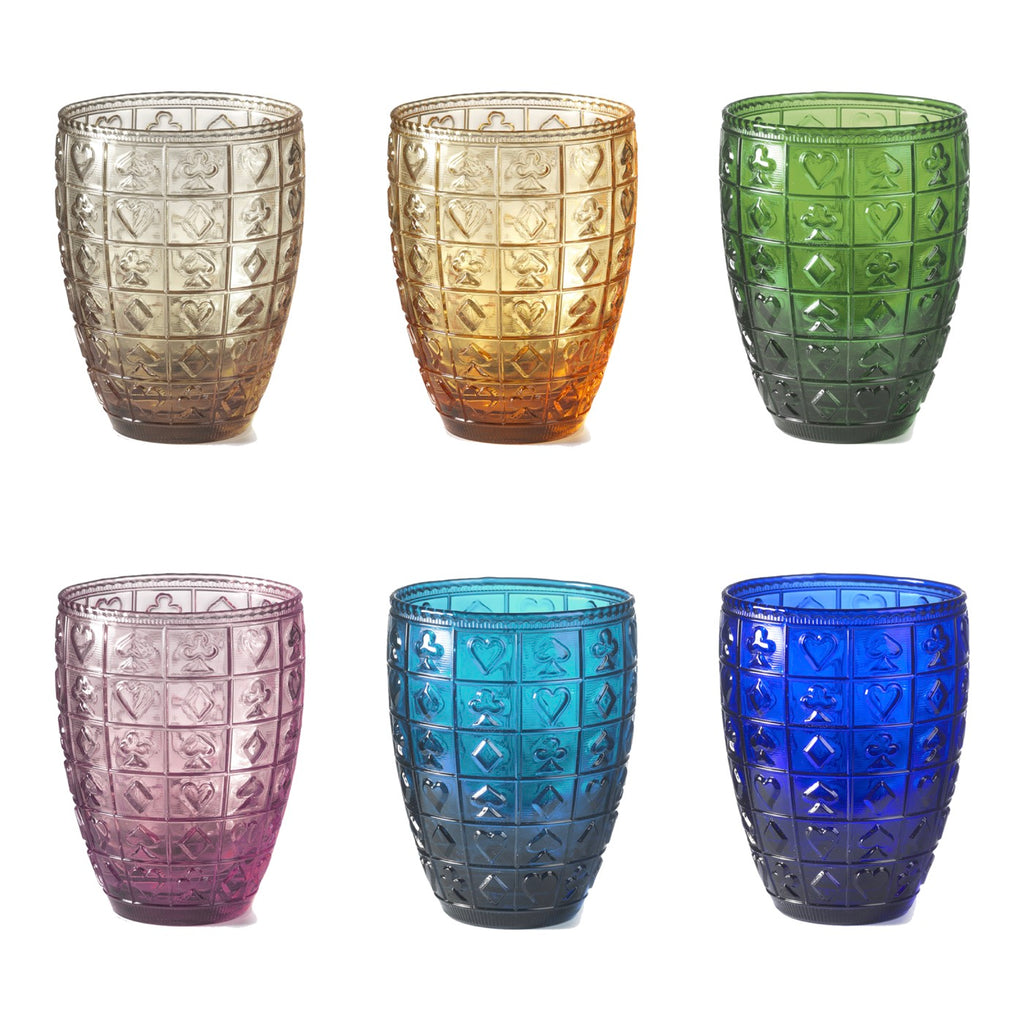 Casino' - Lot De 6 Verres - H10 Cm - Coloris Assortis
