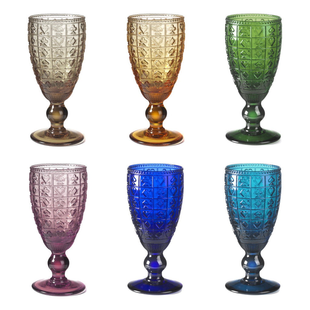 Casino' - Lot De 6 Verres À Pied - H17 Cm - Coloris Assortis