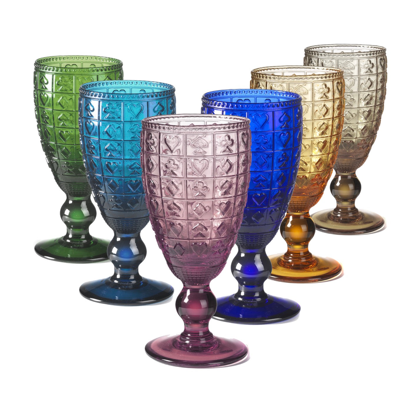 Casino' - Lot De 6 Verres À Pied - H17 Cm - Coloris Assortis