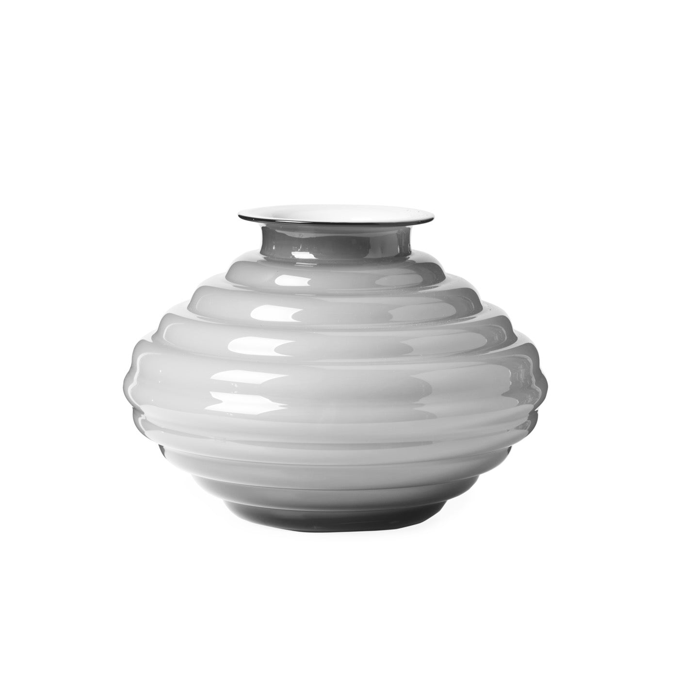 Anelli - Vase Ovale - H20 Cm Ø28 Cm - Opale/Gris