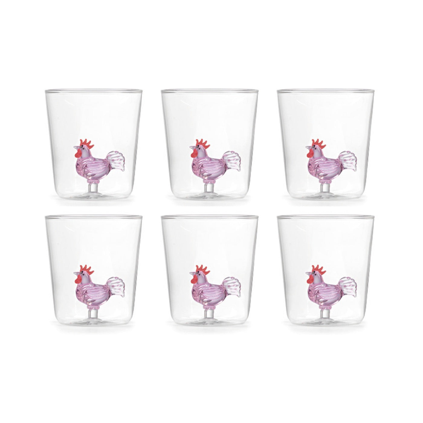 Pet Friends Madame Cocò - Lot De 6 Verres Décorés - H9,3 Cm