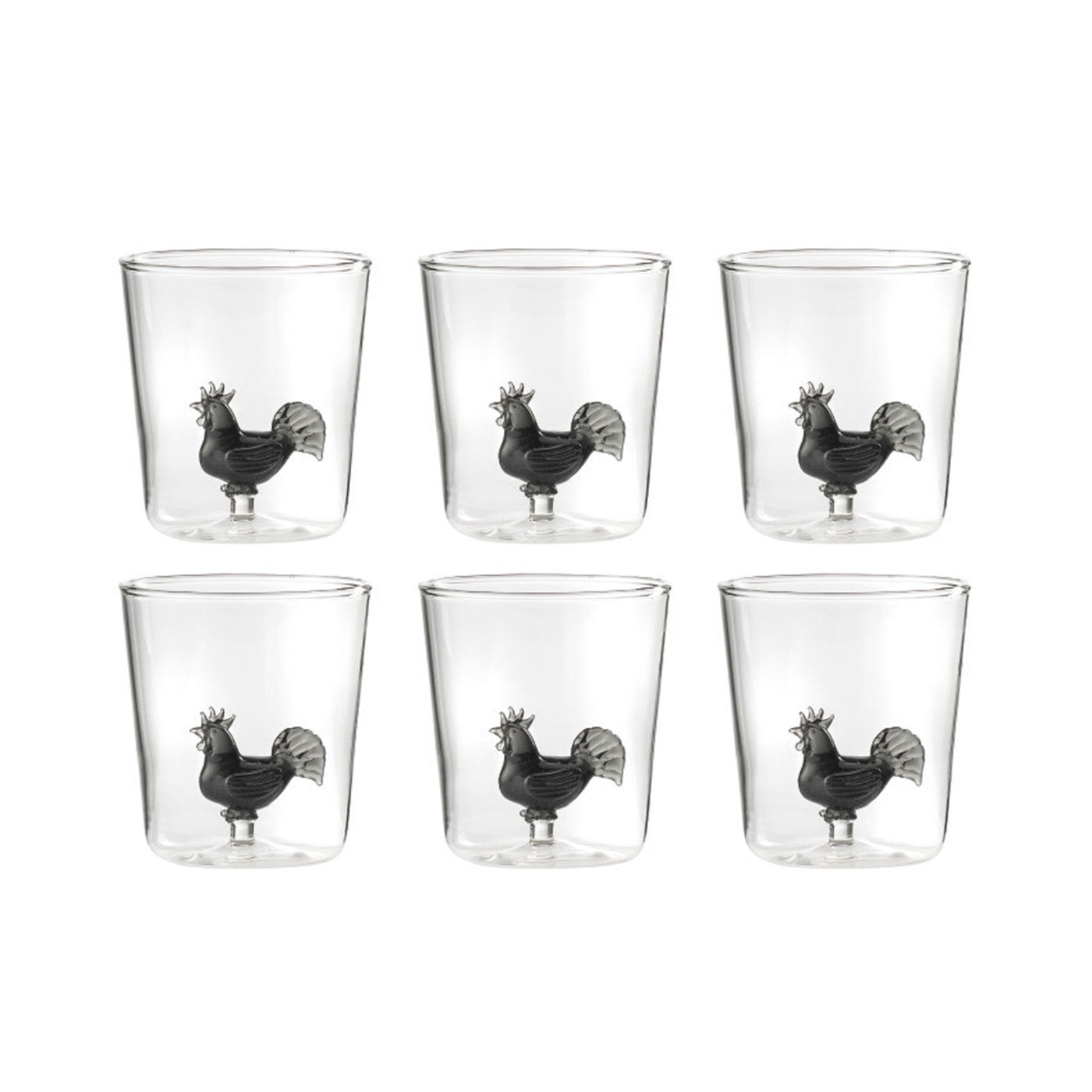 Pet Friends Cocò Noir - Lot De 6 Verres Décorés - H9,3 Cm
