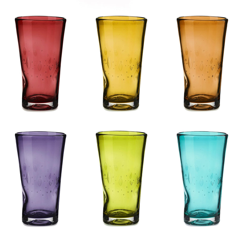 Eolo - Lot De 6 Verres Long Drink - H14 Cm - Coloris Assortis