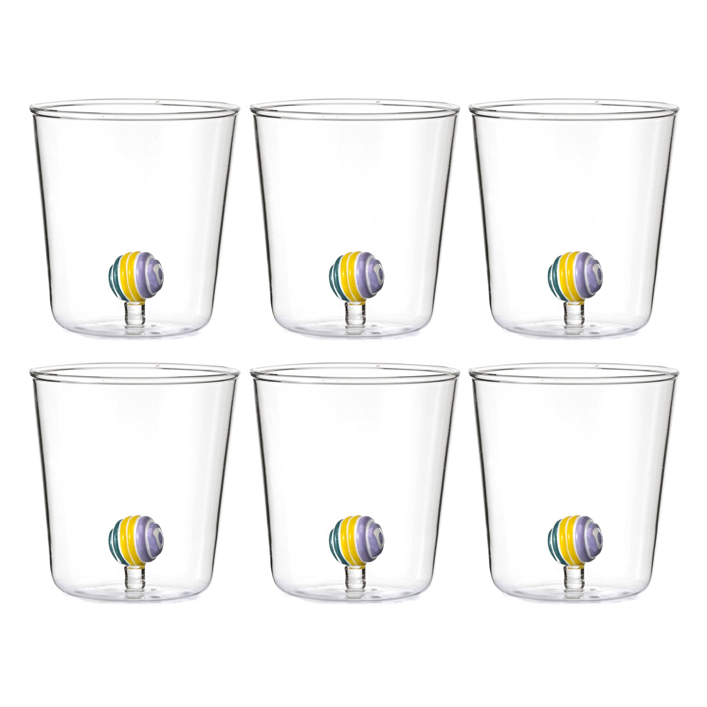 Candies Stripes - Lot De 6 Verres Décorés - H9,3 Cm