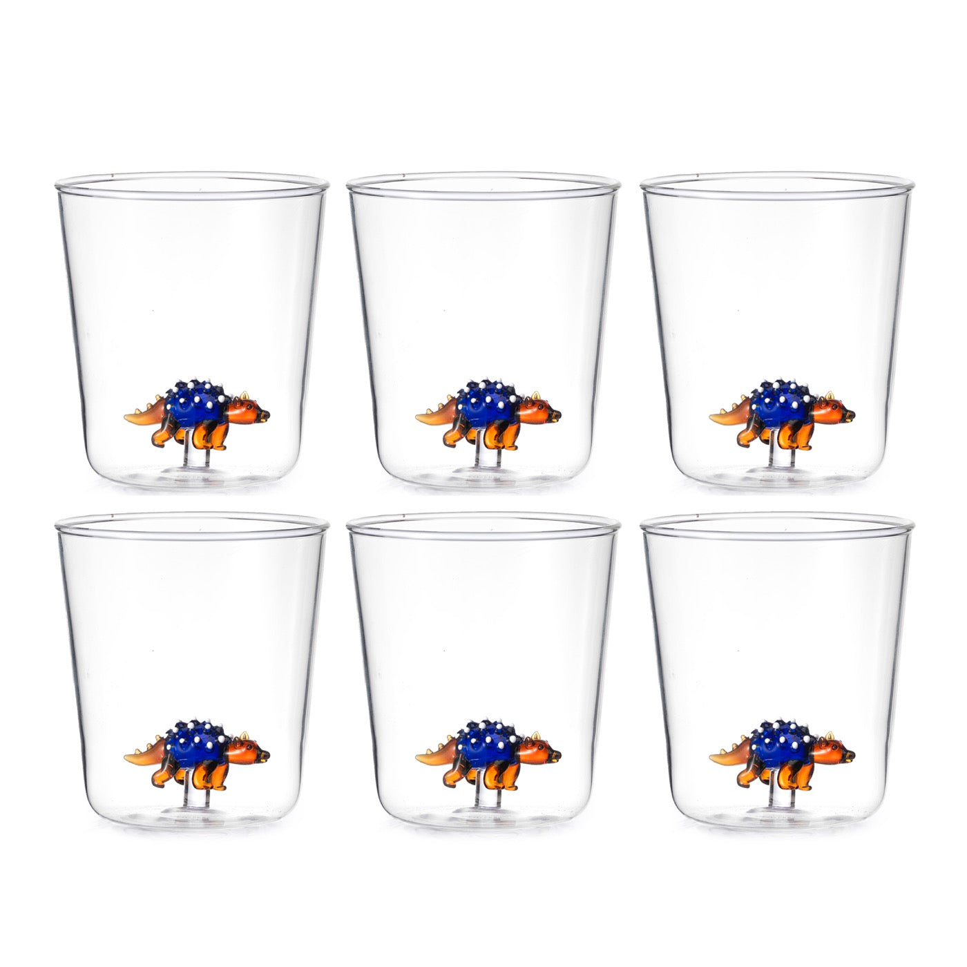 Dinos Ankylosaurus - Lot De 6 Verres Décorés - H9,3 Cm