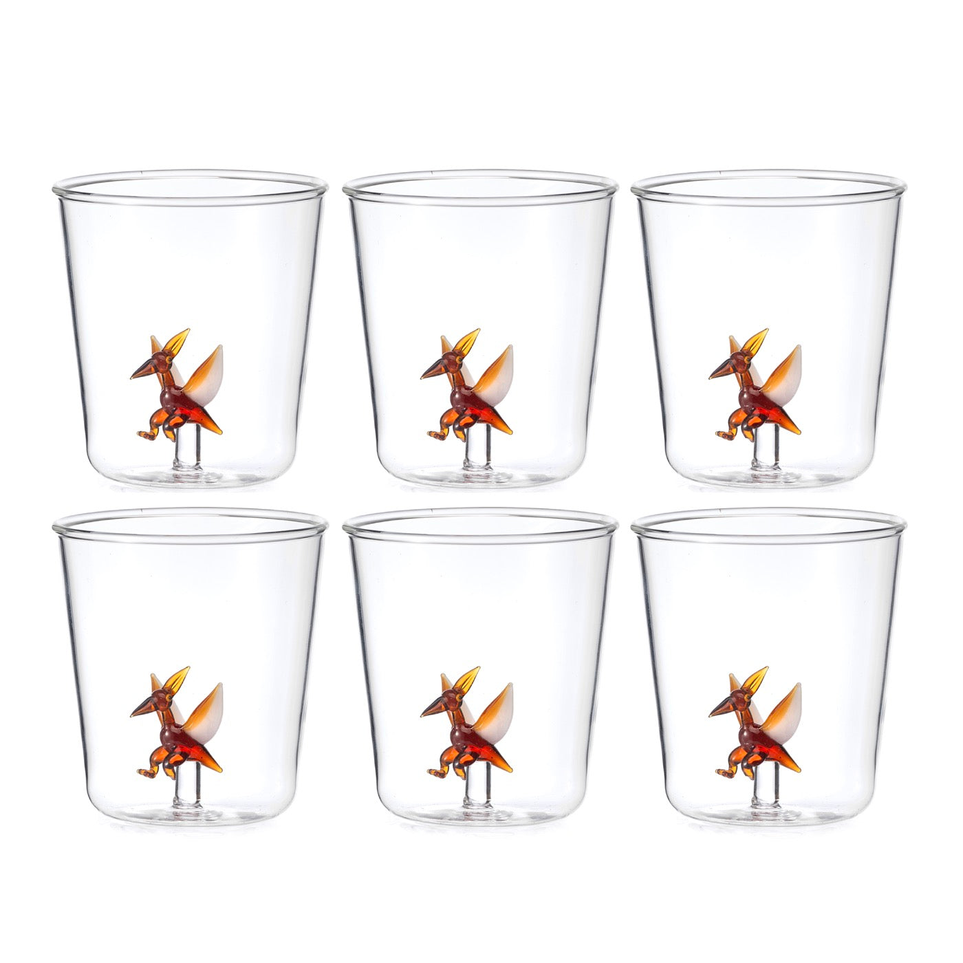 Dinos Ptérodactyle - Lot De 6 Verres Décorés - H9,3 Cm