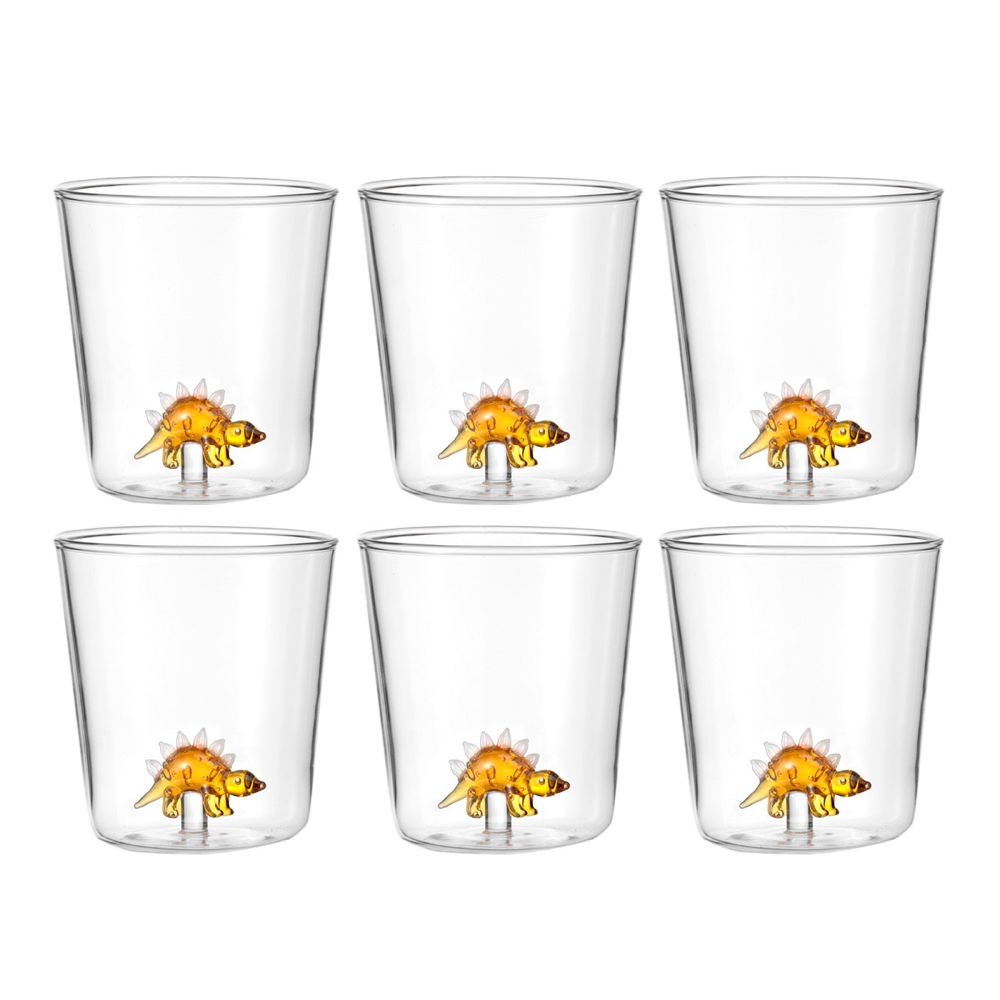 Dinos Stégosaure - Lot De 6 Verres Décorés - H9,3 Cm