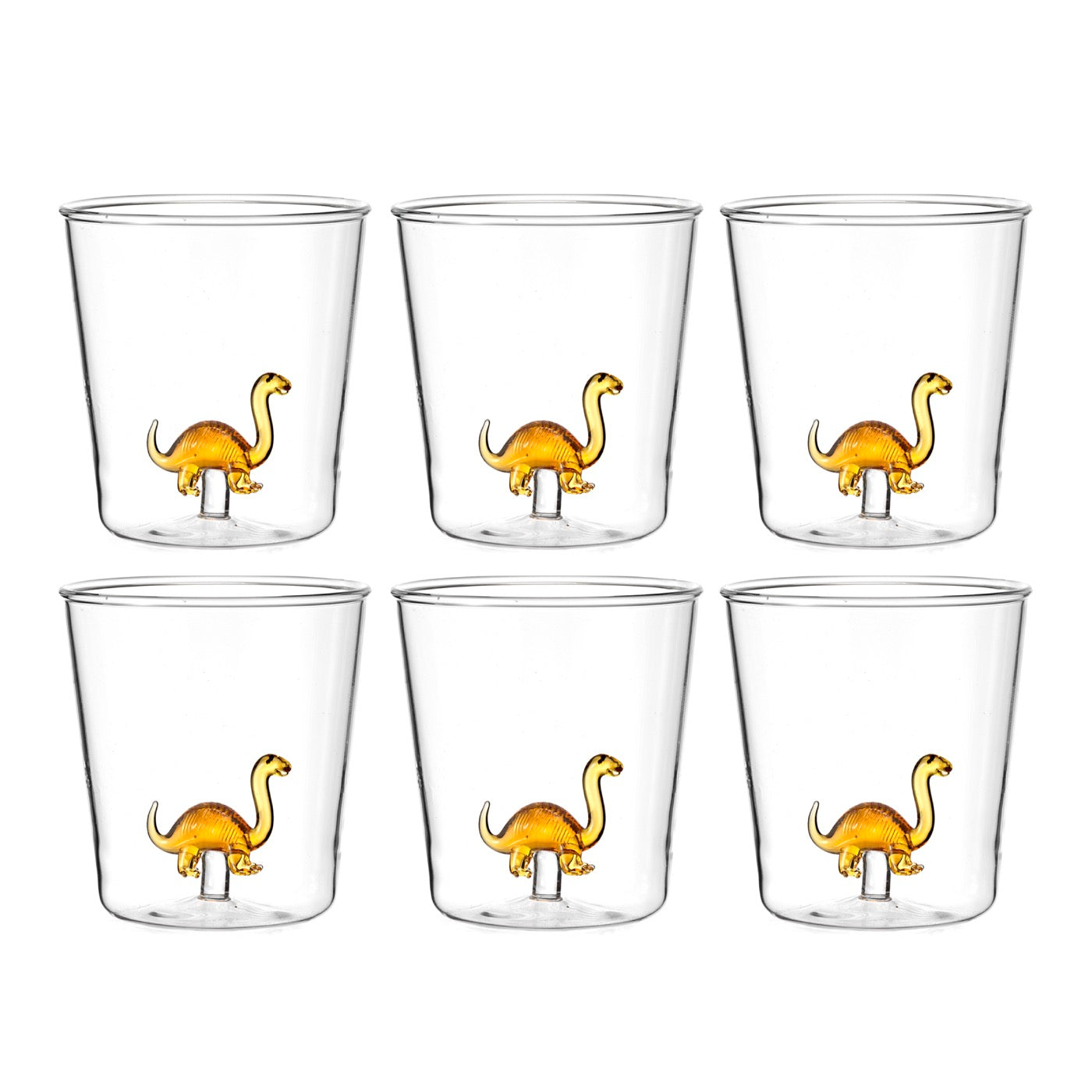 Dinos Brontosaure - Lot De 6 Verres Décorés - H9,3 Cm