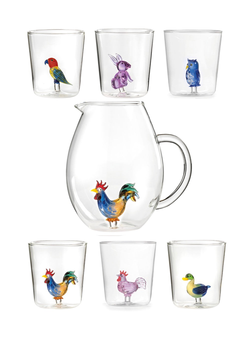Pet Friends Mix 9 - Lot De 7 Pièces (6 Verres + Carafe)