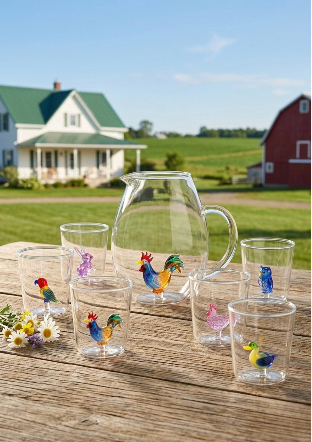 Pet Friends Mix 9 - Lot De 7 Pièces (6 Verres + Carafe)
