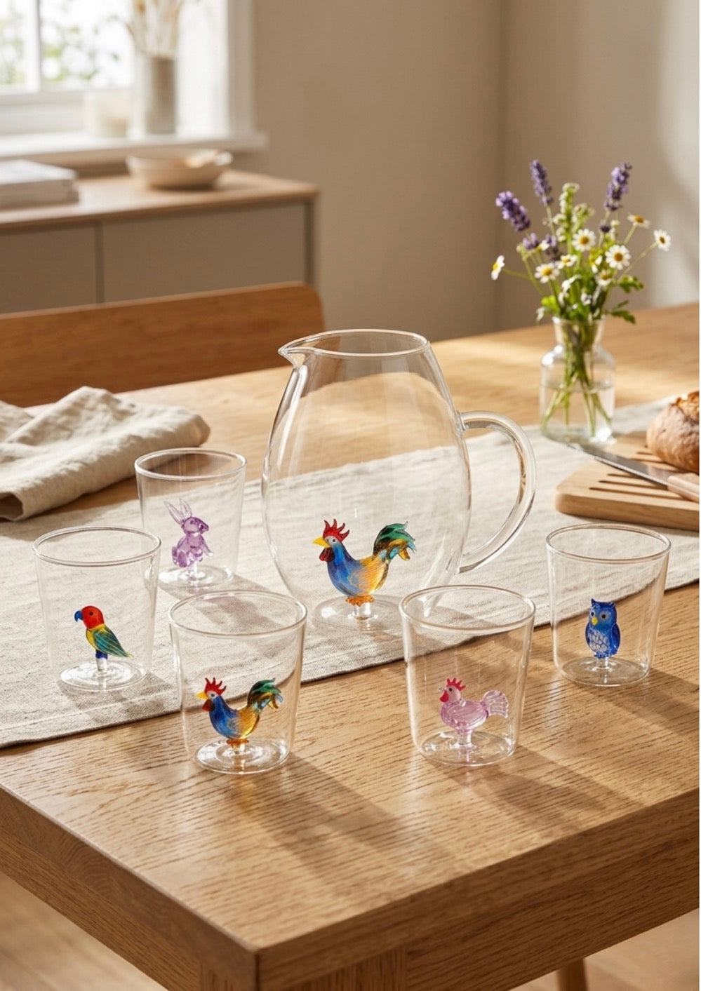 Pet Friends Mix 9 - Lot De 7 Pièces (6 Verres + Carafe)