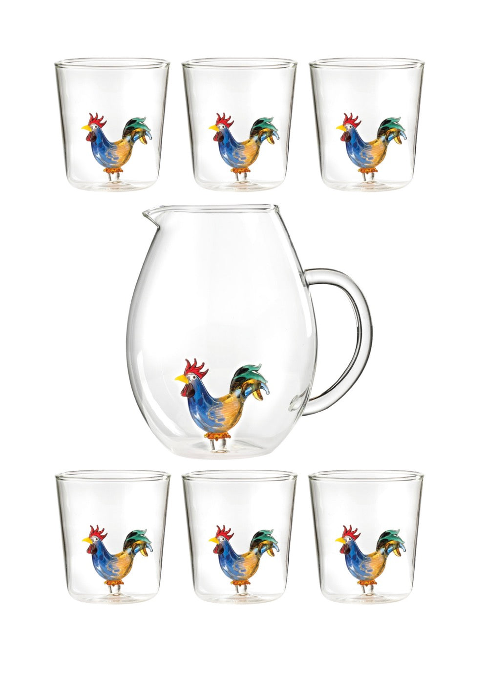 Pet Friends Mix 10 - Lot De 7 Pièces (6 Verres + Carafe)