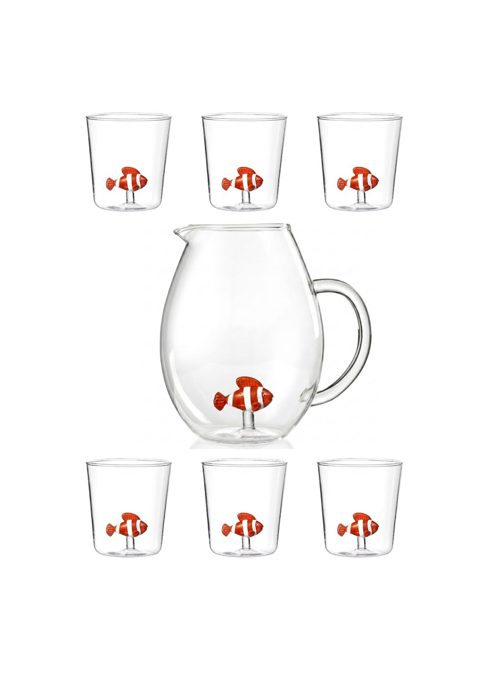Pet Friends Mix 11 - Lot De 7 Pièces (6 Verres + Carafe)