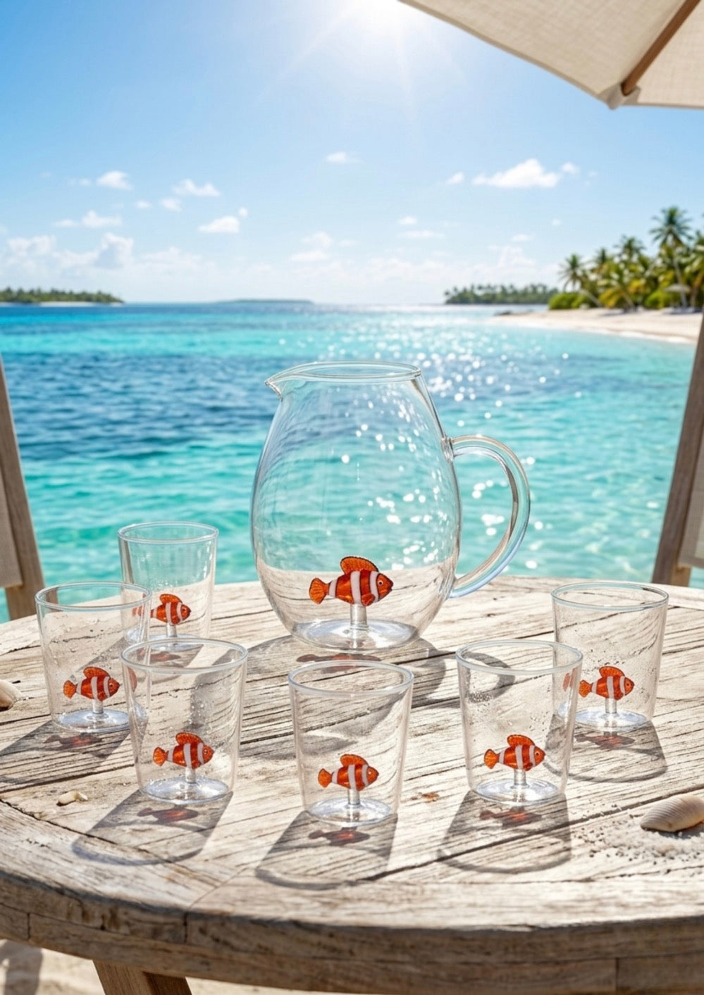 Pet Friends Mix 11 - Lot De 7 Pièces (6 Verres + Carafe)