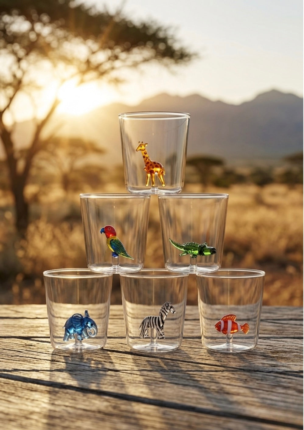 Savana Family Mix 4 - Lot De 6 Verres Décorés