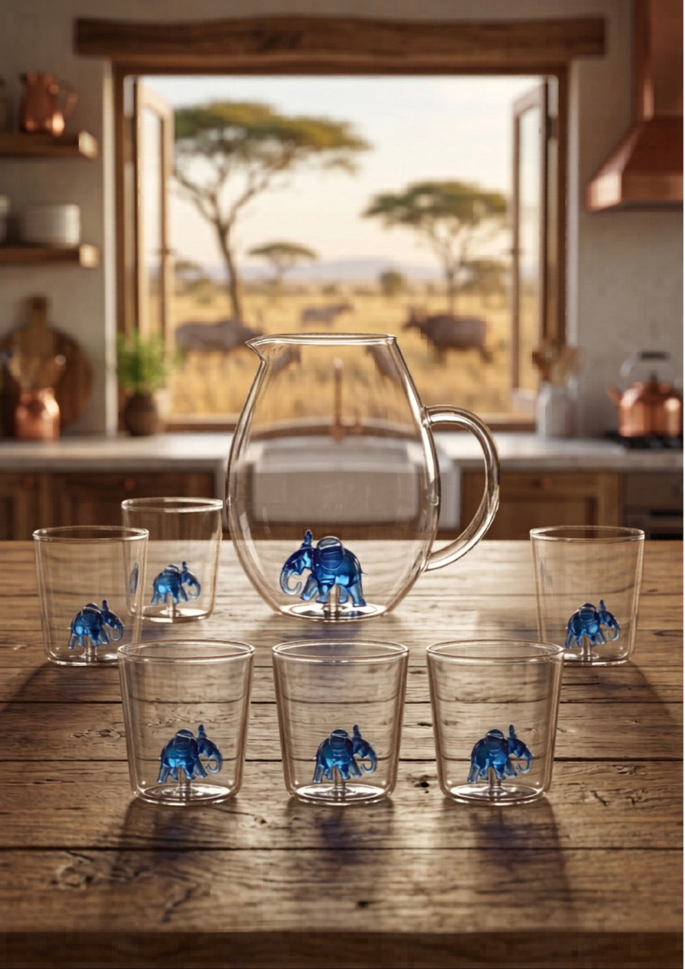 Savana Family Mix 9 - Lot De 7 Pièces (6 Verres + Carafe)