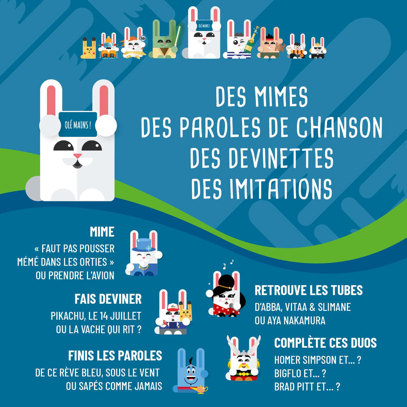 Des mimes, des paroles de chanson, des devinettes, et des imitations