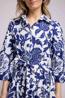 Vestido corto de manga media - Azul marino