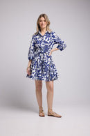 Vestido corto de manga media - Azul marino